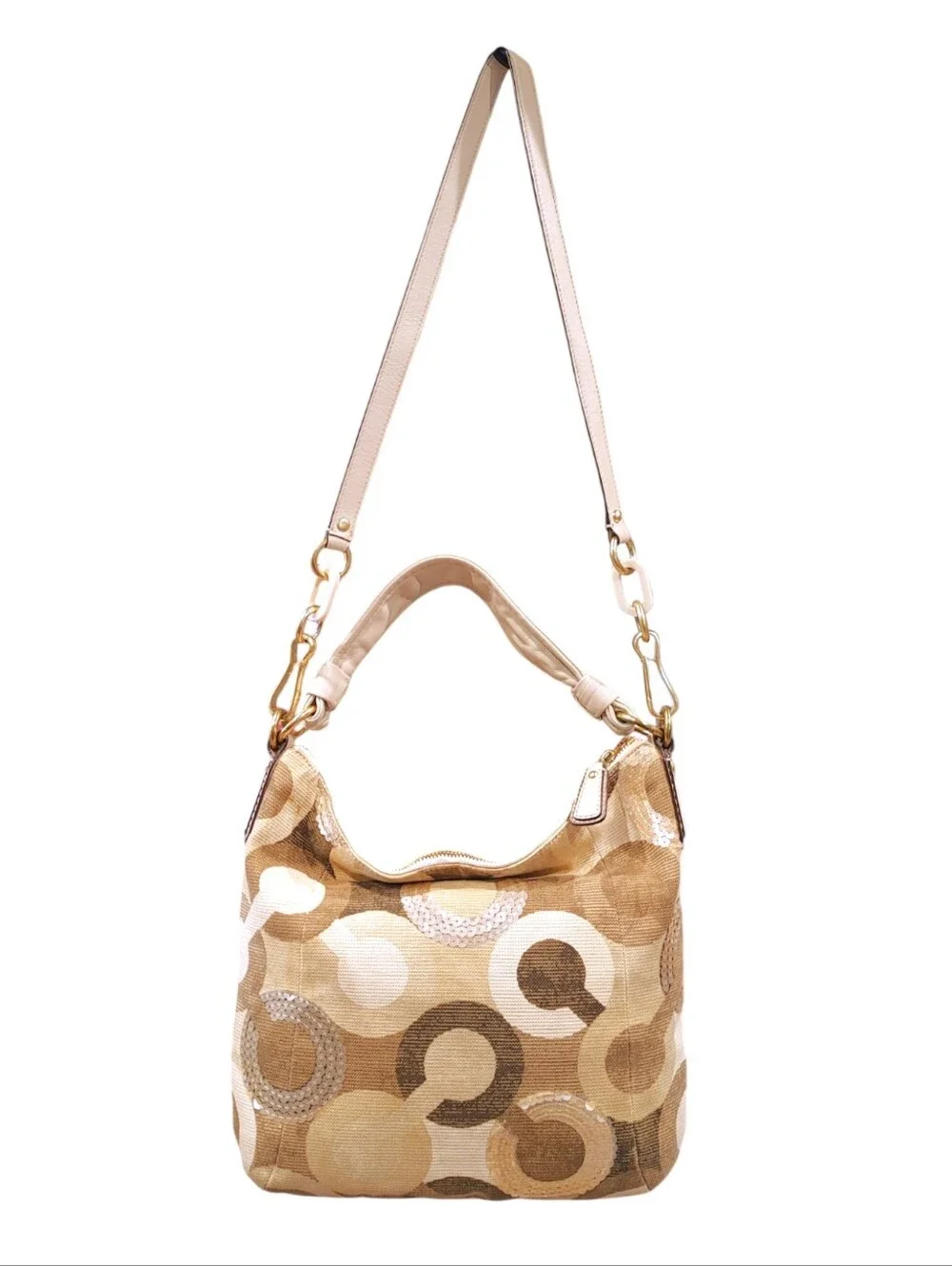 Coach Kristin Graphic Sequin Op Art Signature Corduroy Hobo Handbag Purse Bag